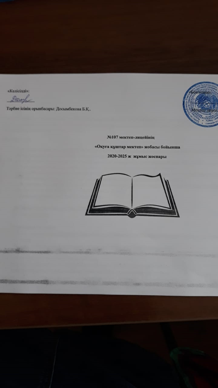 Оқуға құштар мектеп жобасы бойынша 2020 - 2025 жұмыс жоспары құрылды.